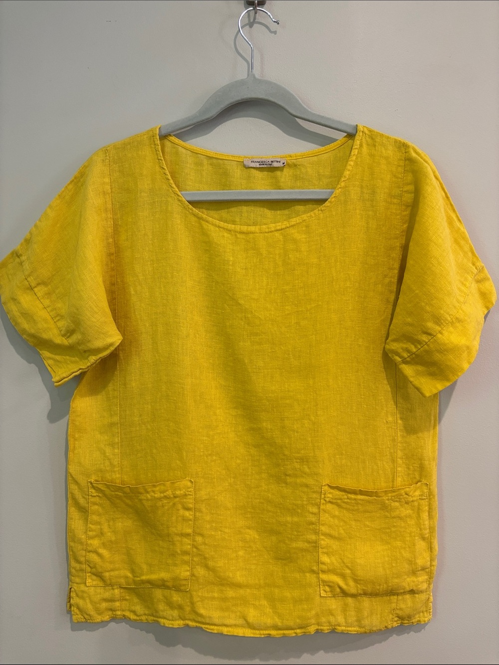 Francesca Bettini Made in Italy Yellow 100% Linen Women's Top Size Medium